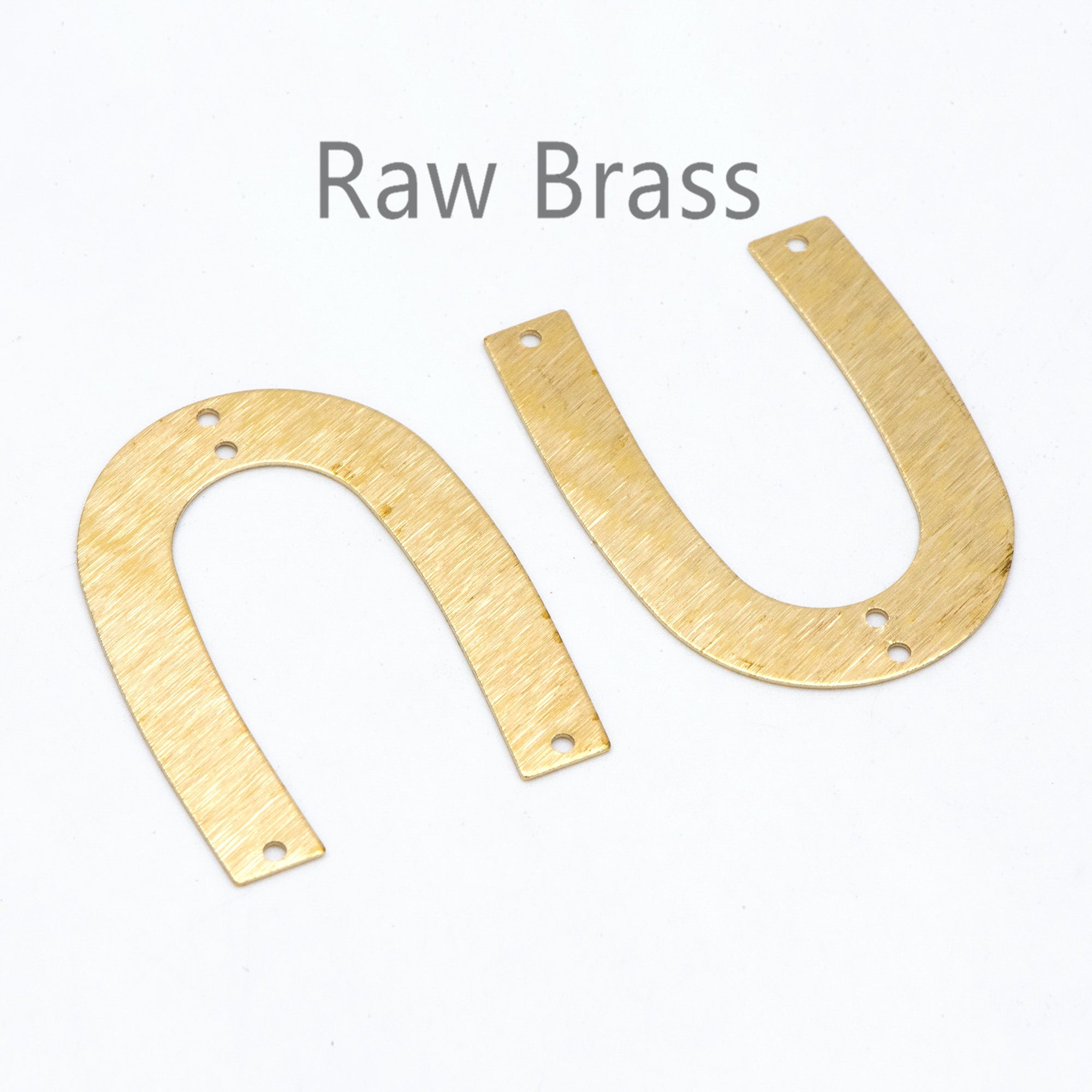 10pcs Raw Brass Brushed U Shaped Connectors With 4 Holes, Brass Findings Wholesale (RB-207)